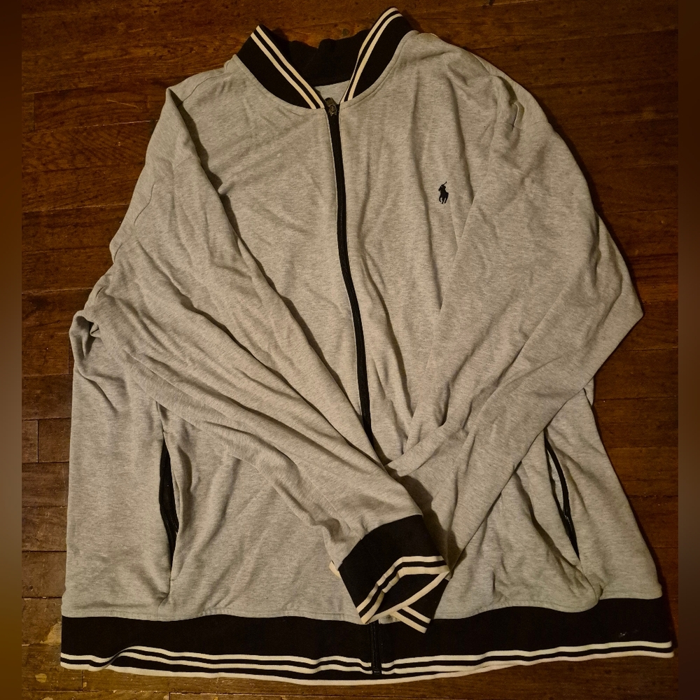 Polo Ralph Lauren Mens Sz 3XL Gray Black Track Jacket